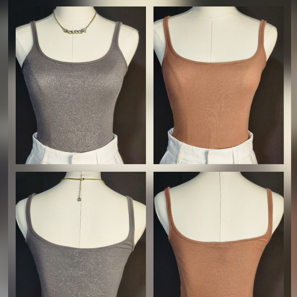 H&M Elegant Women's Tank Tops - Gray/Silver and Tan/Rust